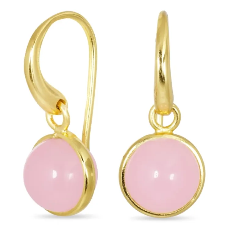 runda rosa krystal örhängen i förgyllt silver - Loom Stones