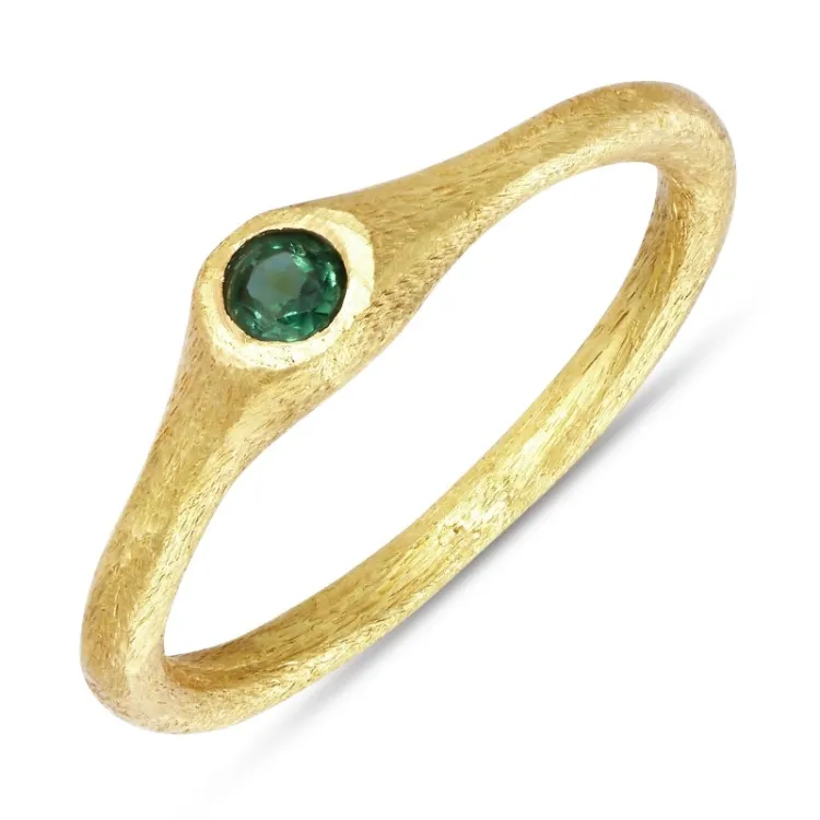 grön kristal ring i förgyllt silver - Loom Stones