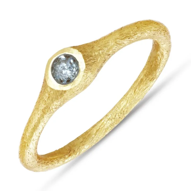 blå kristal ring i förgyllt silver - Loom Stones