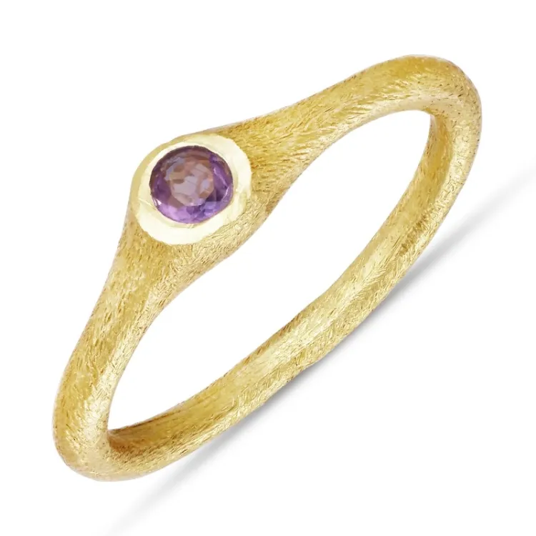 rosa kristal ring i förgyllt silver - Loom Stones