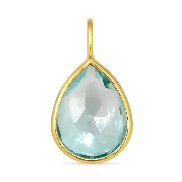 droppe blå kristal hängen i förgyllt silver - Loom Stones