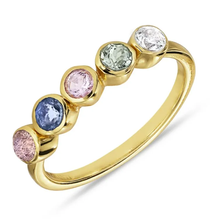 multifärgat ring i förgyllt silver - Bubbly Twist