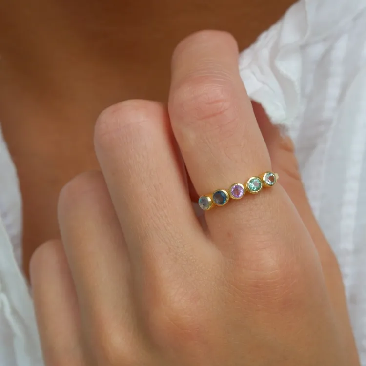 multifärgat ring i förgyllt silver - Bubbly Twist