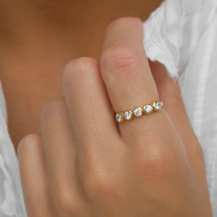 zirkon ring i förgyllt silver - Bubbly Sparkle