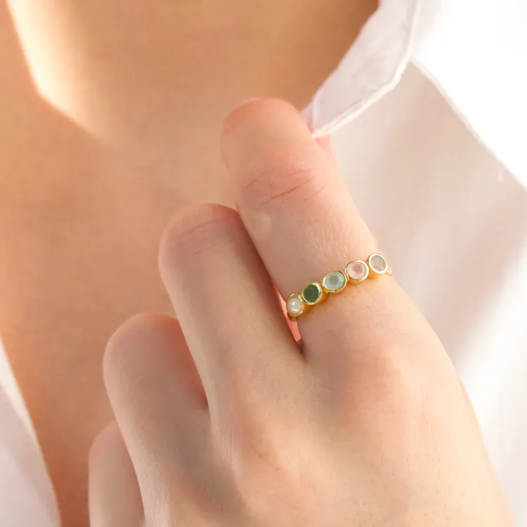 multifärgat ring i förgyllt silver - Bubbly Twist