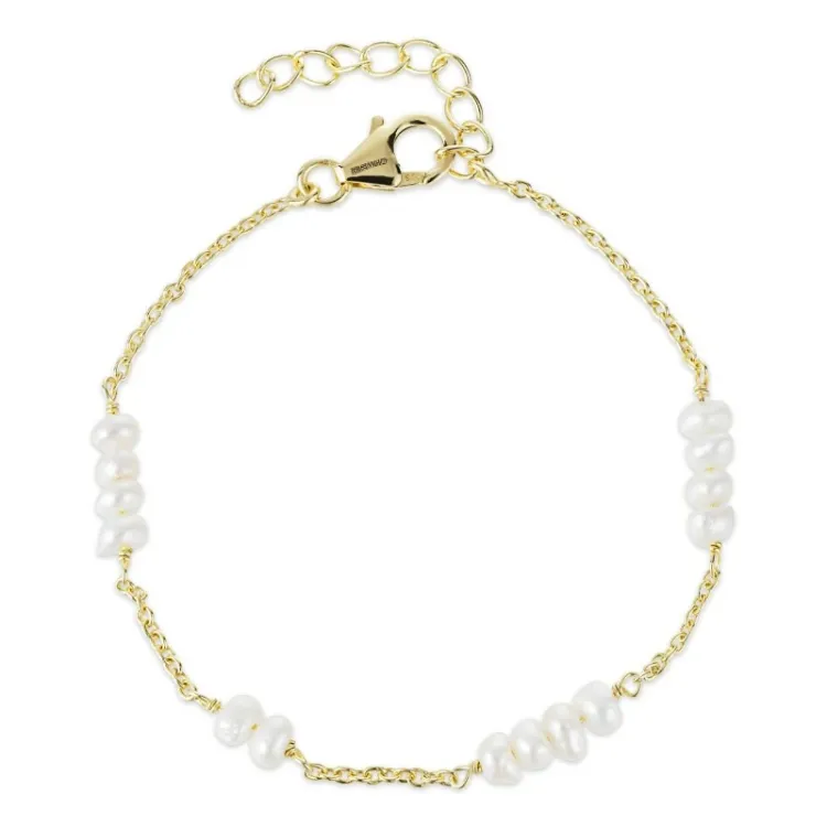 pärla armband i förgyllt silver  x 4 mm