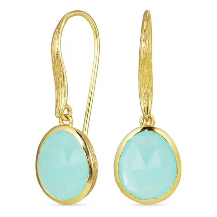 aqua kristal örhängen i förgyllt silver - Loom Stones