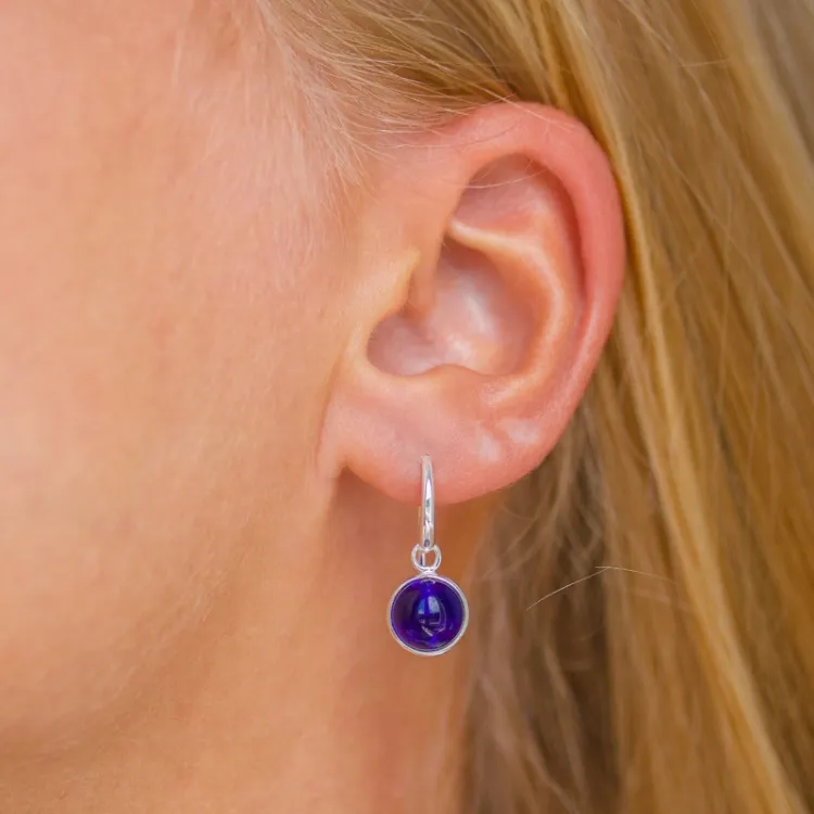 runda blå jadesten örhängen i silver - Loom Stones