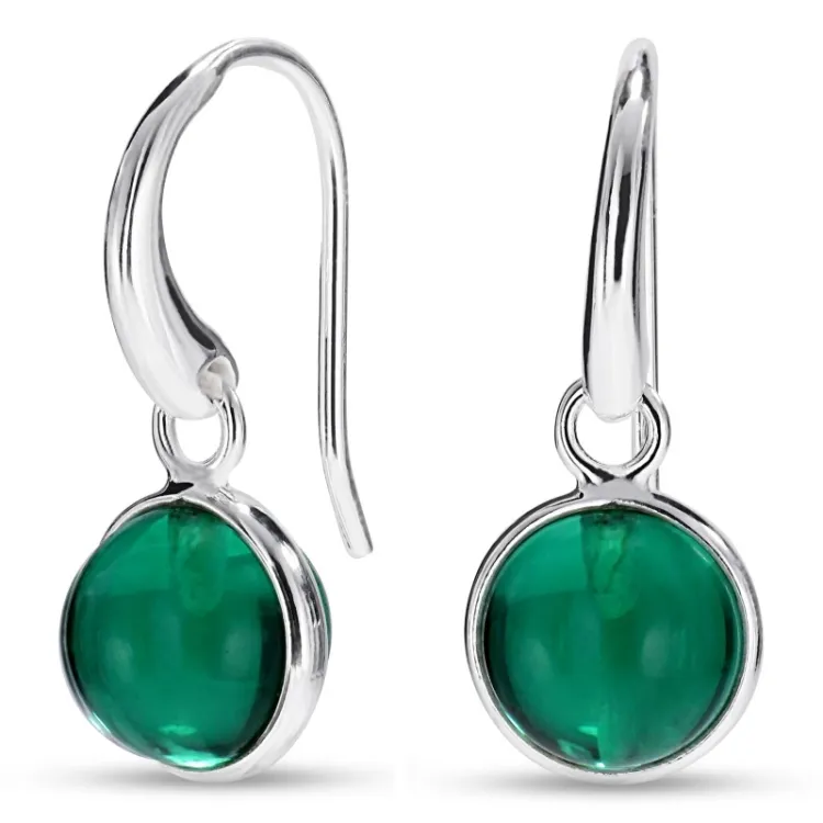 runda aqua kristal örhängen i silver - Loom Stones