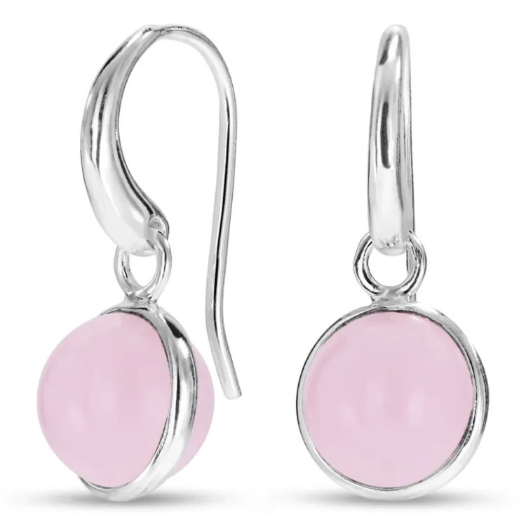 runda rosa krystal örhängen i silver - Loom Stones