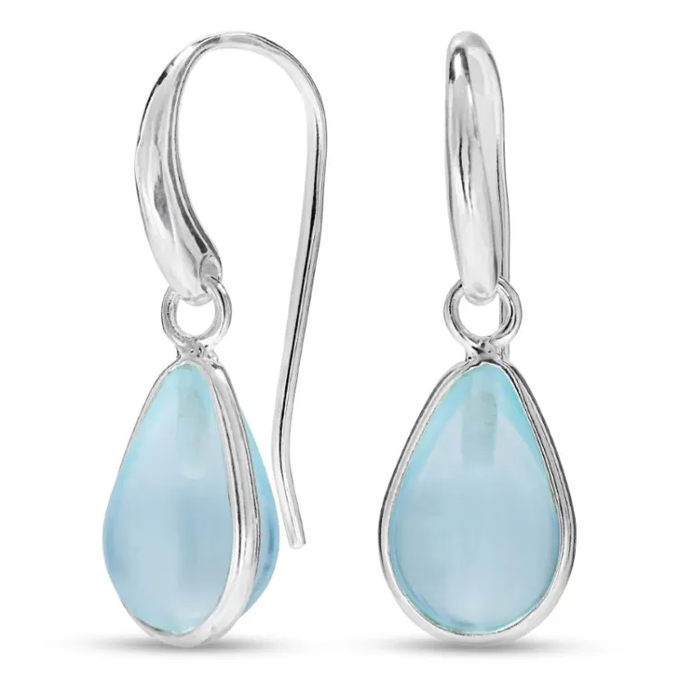 droppe blå kristal örhängen i silver - Loom Stones