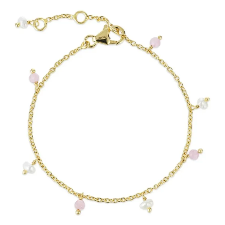rosa kvarts armband i förgyllt silver  x   - Loom Stones