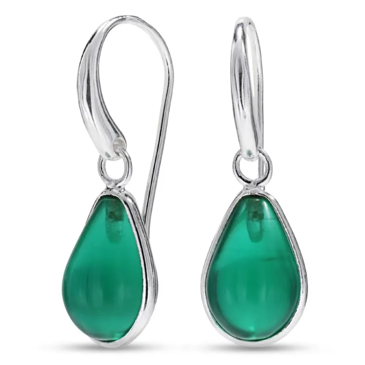 droppe aqua kristal örhängen i silver - Loom Stones