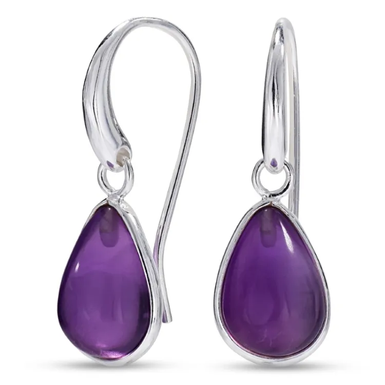 droppe lila kristal örhängen i silver - Loom Stones