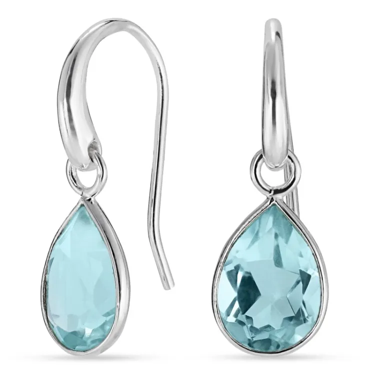 droppe blå kristal örhängen i silver - Loom Stones