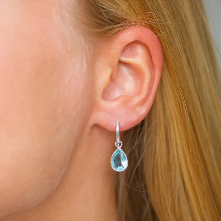 droppe blå kristal örhängen i silver - Loom Stones