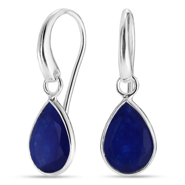 droppe blå jadesten örhängen i silver - Loom Stones
