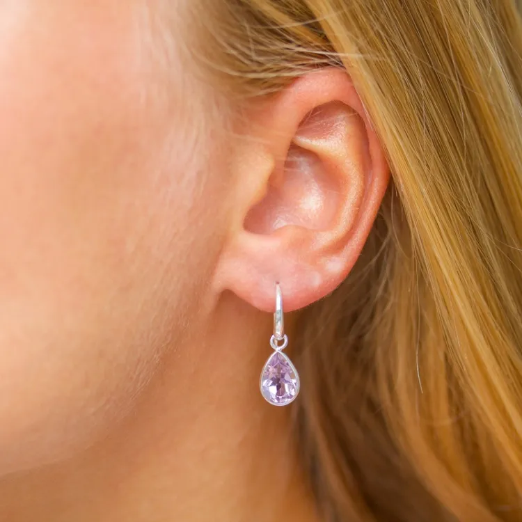 droppe lila ametist örhängen i silver - Loom Stones