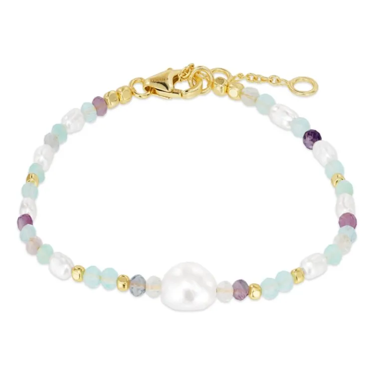 blå armband i förgyllt silver - Loom Stones