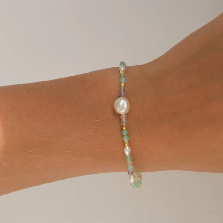 blå armband i förgyllt silver - Loom Stones