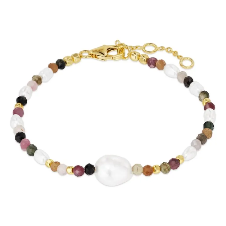 multifärgat armband i förgyllt silver - Loom Stones