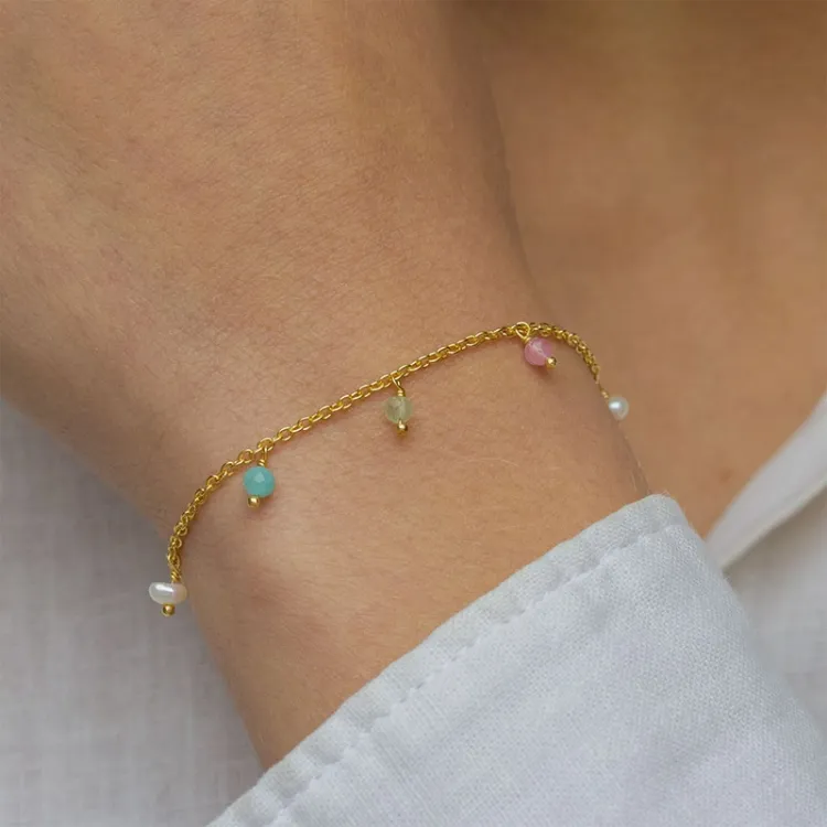 sten armband i förgyllt silver  x   - Loom Stones