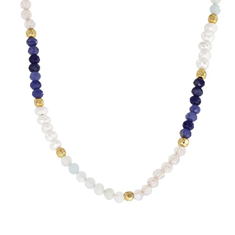 halsband i förgyllt silver - Loom Stones
