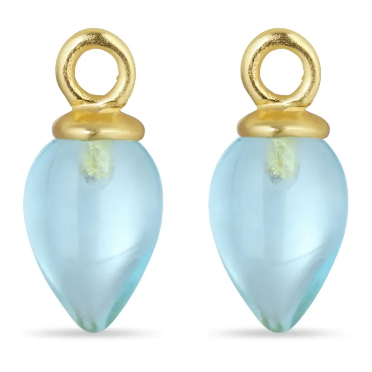 blå kristal hängen till örhängen i förgyllt silver - Mix & Match
