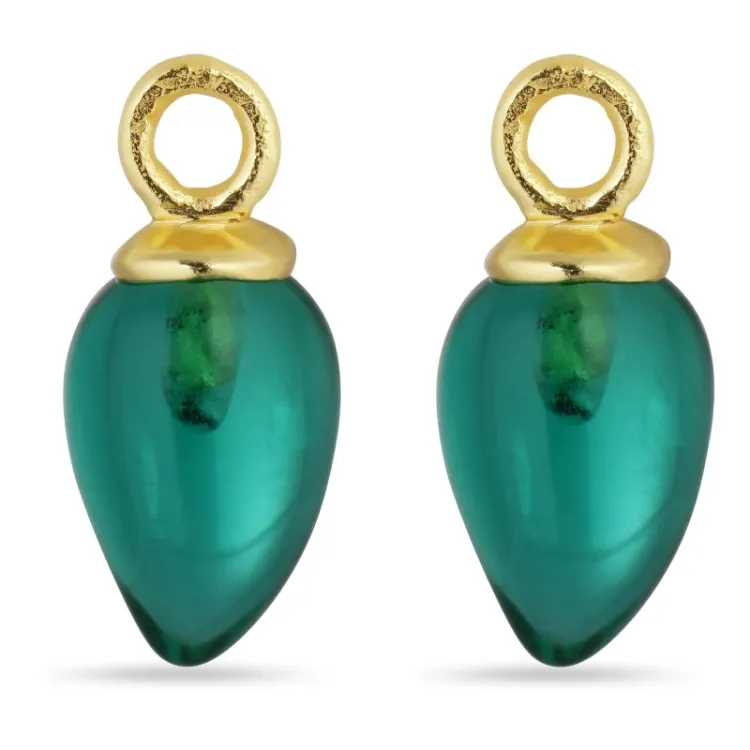 aqua kristal hängen till örhängen i förgyllt silver - Mix & Match