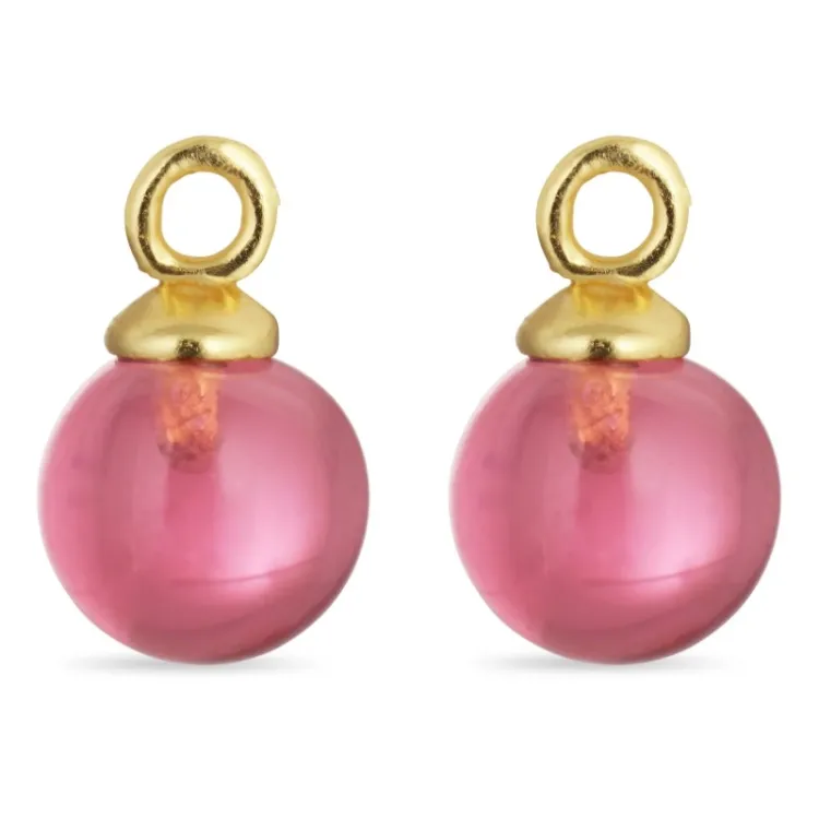 8 mm rosa kristal hängen till örhängen i förgyllt silver - Mix & Match