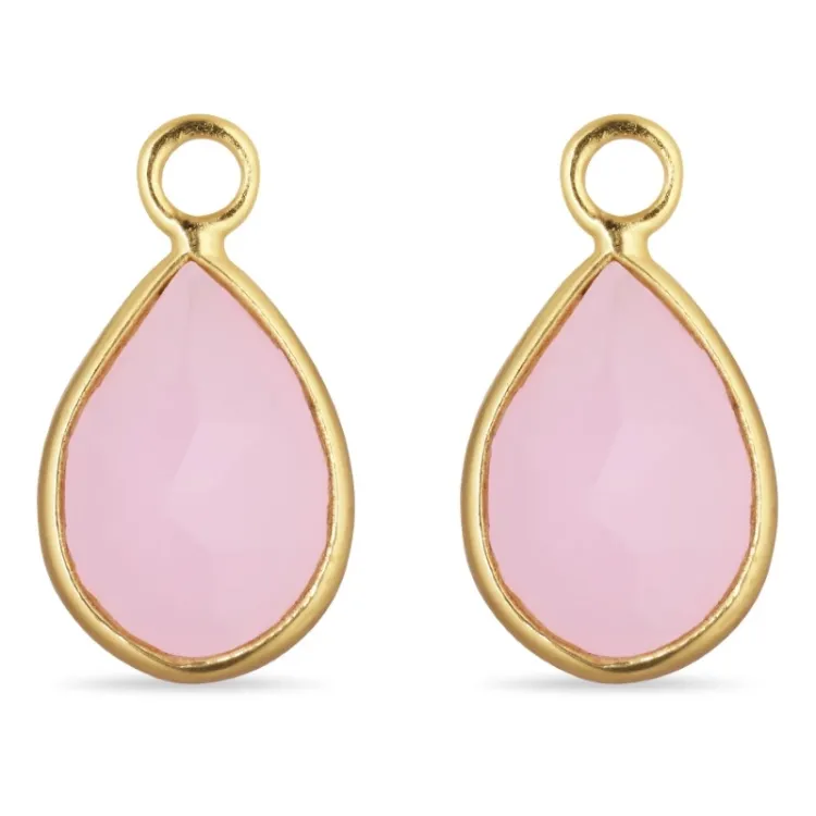 droppe rosa krystal hängen till örhängen i förgyllt silver - Mix & Match