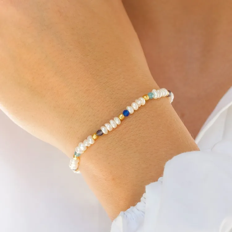 sten armband i förgyllt silver  x   - Loom Stones
