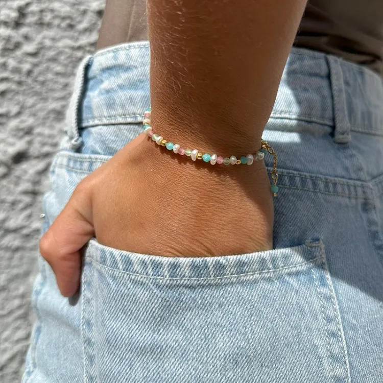 sten armband i förgyllt silver  x   - Loom Stones