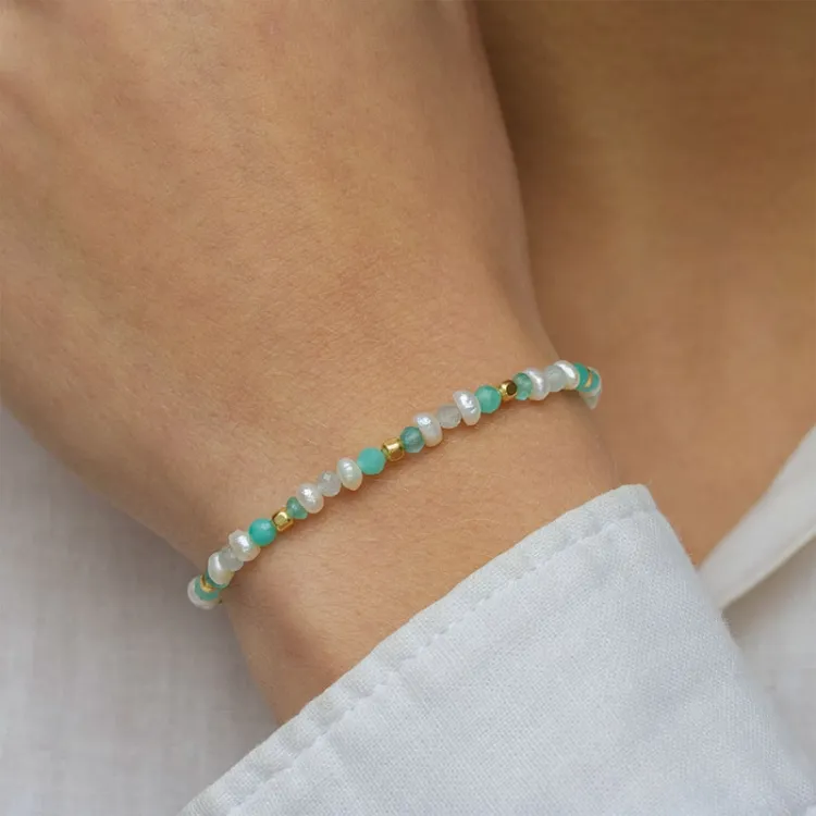 sten armband i förgyllt silver  x   - Loom Stones