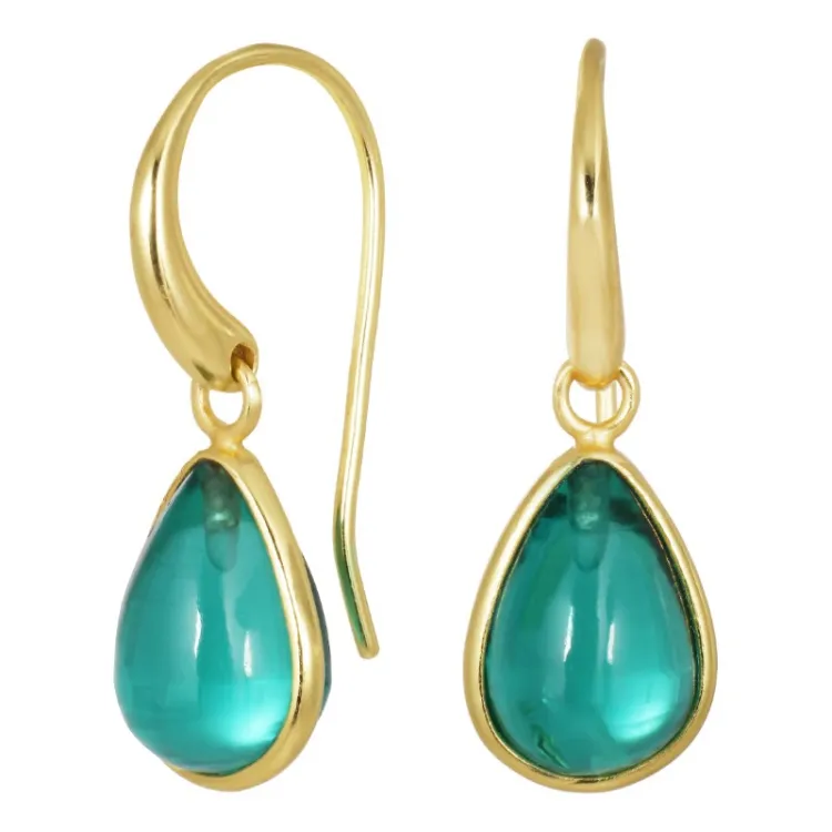 droppe aqua kristal örhängen i förgyllt silver - Loom Stones