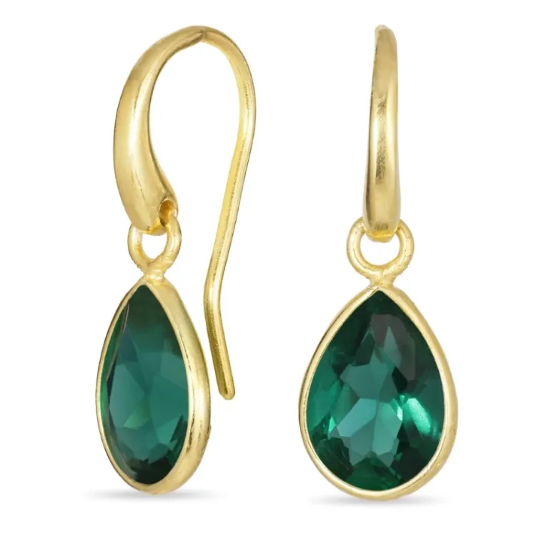 droppe aqua kristal örhängen i förgyllt silver - Loom Stones