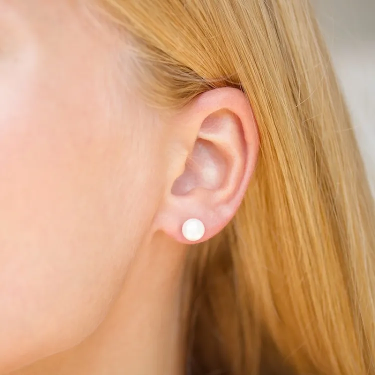 7 mm pärla örhängestift i förgyllt silver