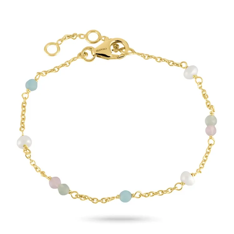 multifärgat armband i förgyllt silver - Loom Stones