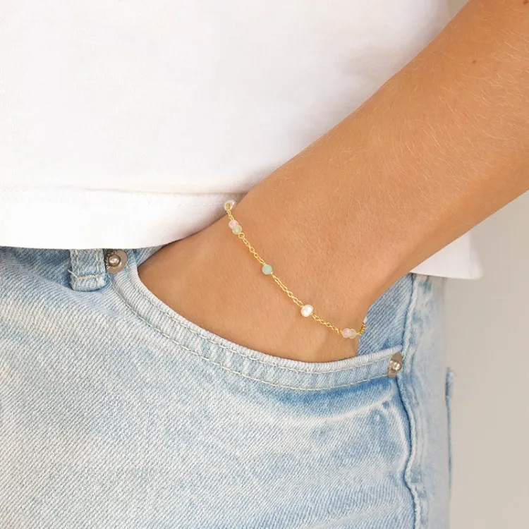 multifärgat armband i förgyllt silver - Loom Stones