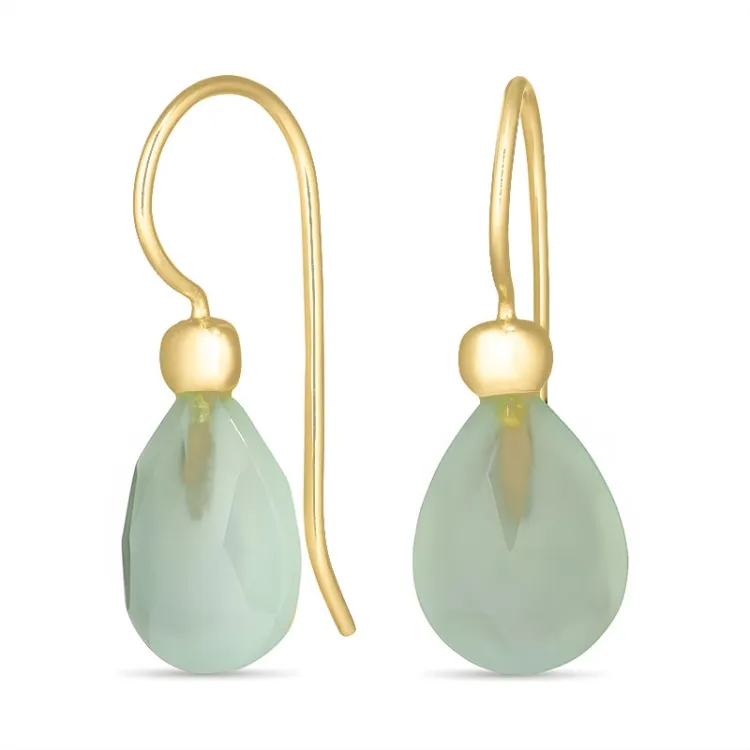 prehnite örhängen i förgyllt silver - Loom Stones