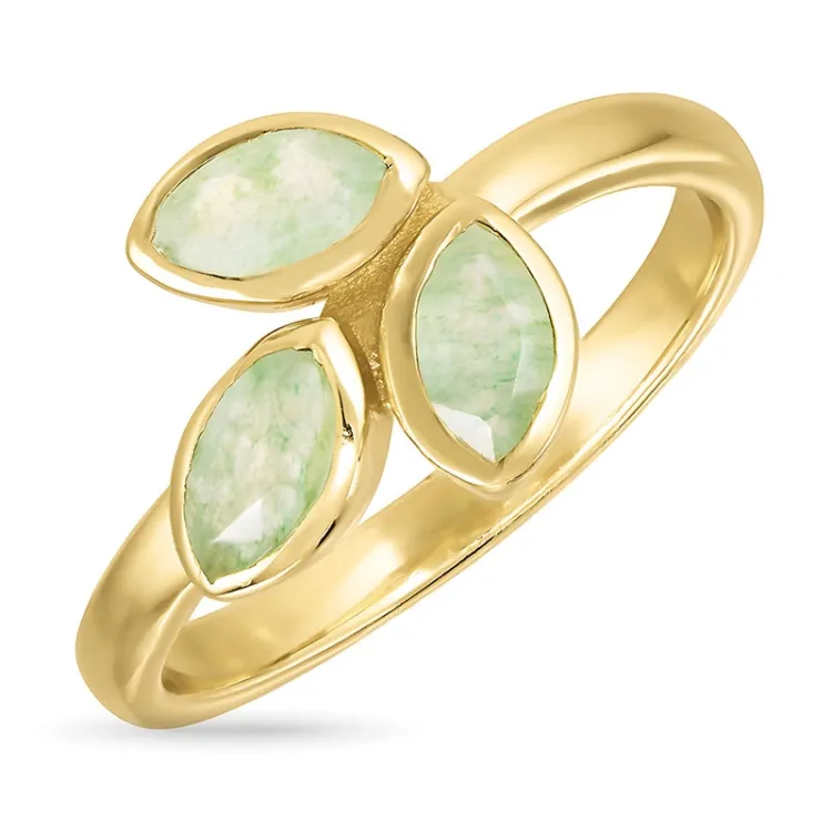 blad aventurin ring i förgyllt silver - Loom Stones