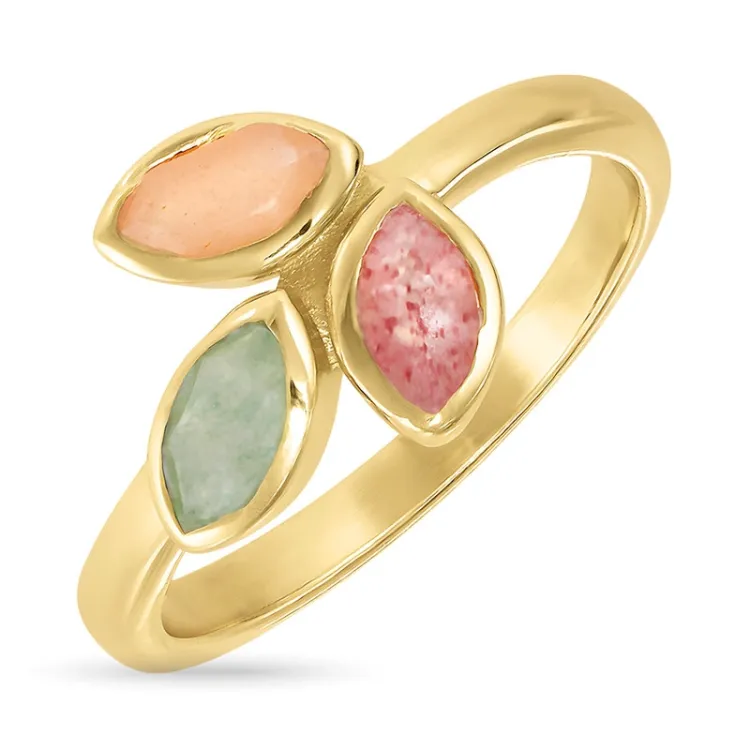 blad kvarts ring i förgyllt silver - Loom Stones