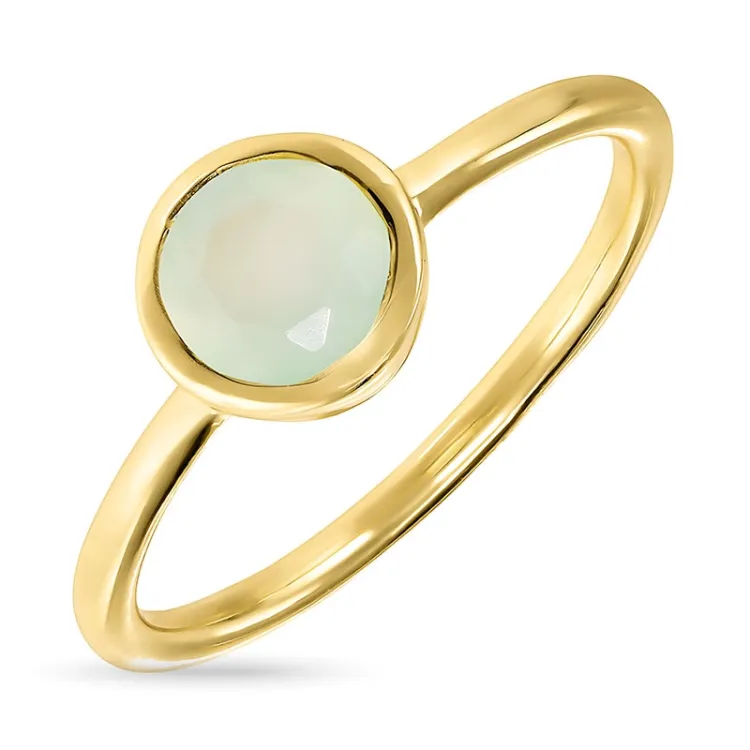 rund prehnite ring i förgyllt silver - Loom Stones