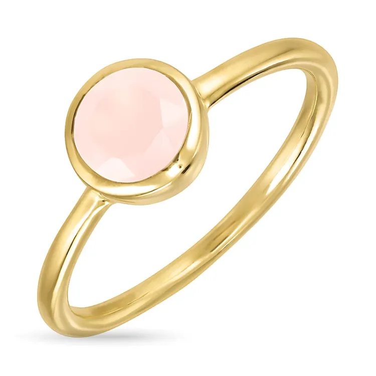 rund rosa krystal ring i förgyllt silver - Loom Stones