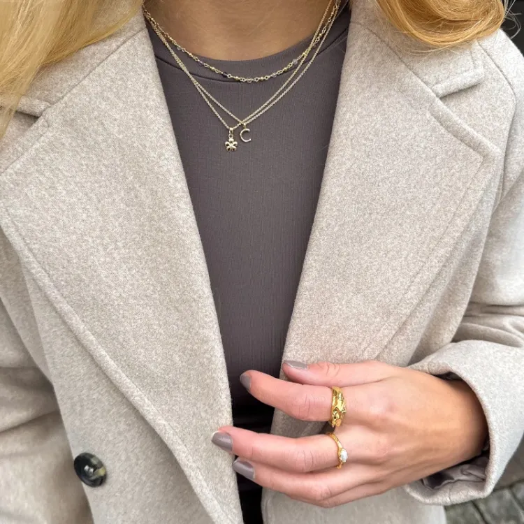 vit pärla ring i förgyllt silver - Lumé Etched