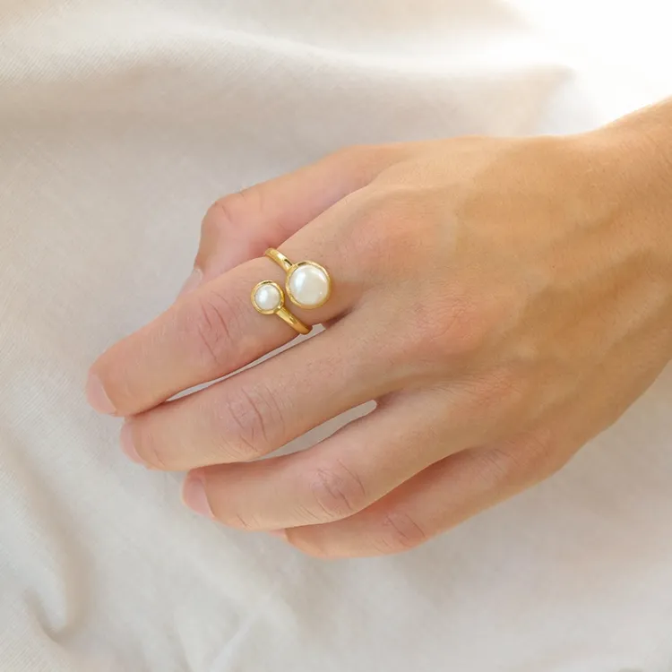 pärla ring i förgyllt silver