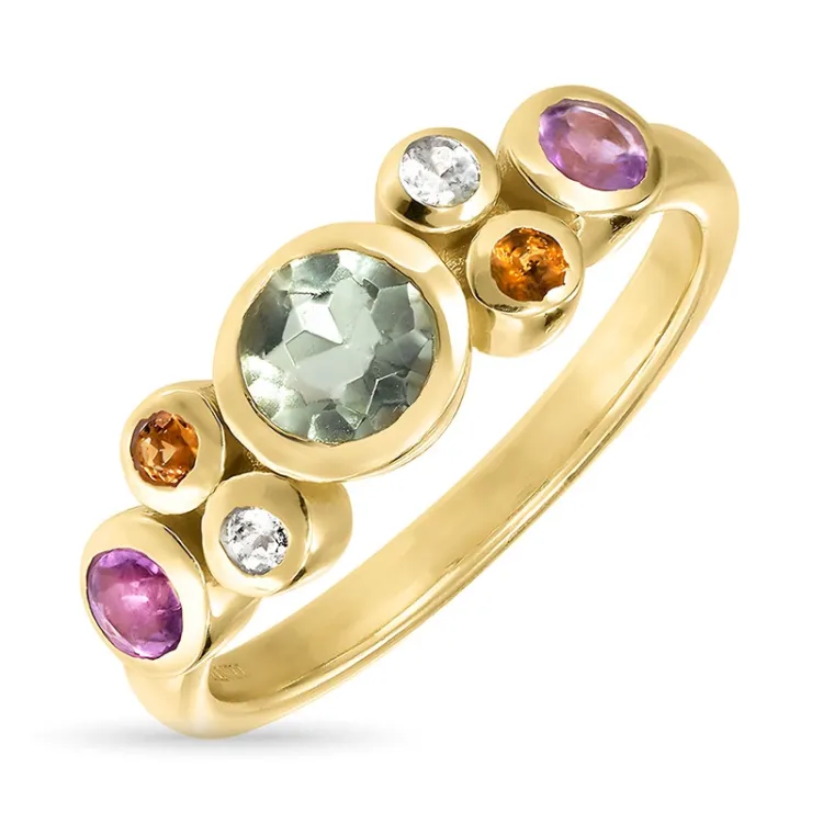 multifärgat ring i förgyllt silver - Bubbly Twist