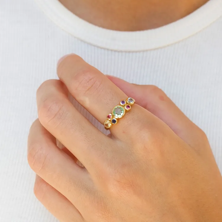 multifärgat ring i förgyllt silver - Bubbly Twist