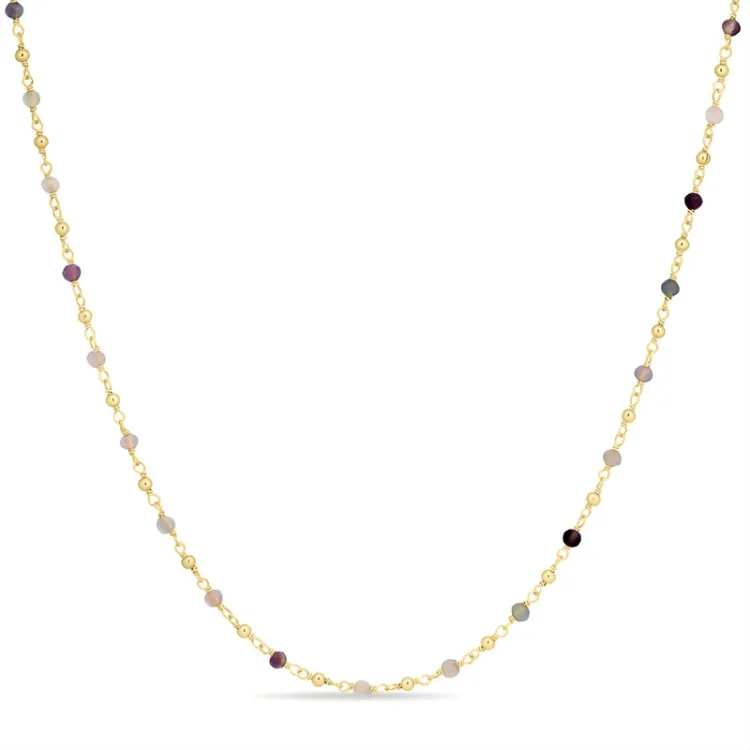 multifärgat halsband i förgyllt silver  x 2,8 mm  - Loom Stones