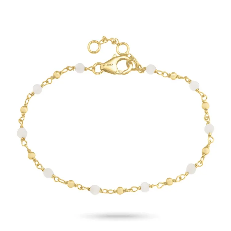 månsten armband i förgyllt silver - Loom Stones